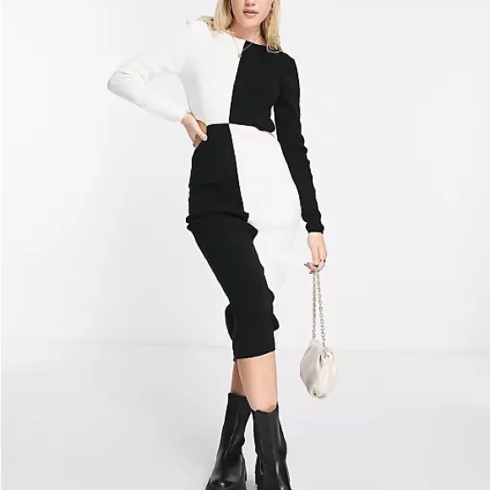 ASOS DESIGN knit maxi dress in color block